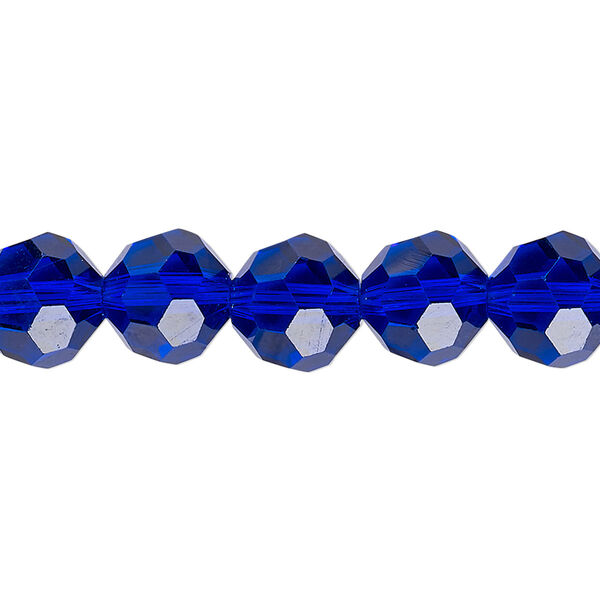 Bead 1pk 32 facets translucent cobalt blue, Celestial Crystal® 10mm round 15.5-16 inch image number 0