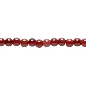 Red agate 1pkg1, round bead 15 inch 4-5mm
