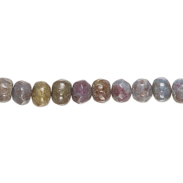 Ruby in kyanite 1pkg1, hand-cut tumbled faceted rondelle / round bead natural 14 inch 5x3mm-7x6mm image number 0