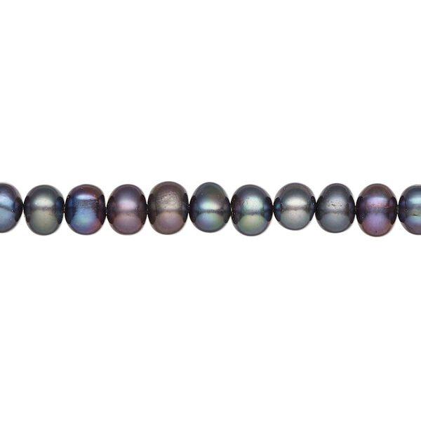 Pearl, cultured freshwater pearl (dyed), iris blue, 4-6mm semi-round, C grade, Mohs hardness 2-1/2 to 4. Sold per 15" strand, approximately 90 beads. image number 0