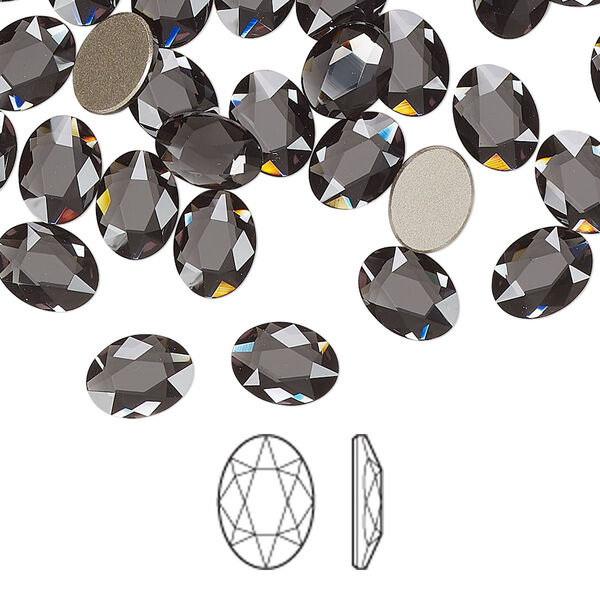 Flat back 6pk graphite foil back, Crystal Passions® 8x6mm oval 2603 image number 0