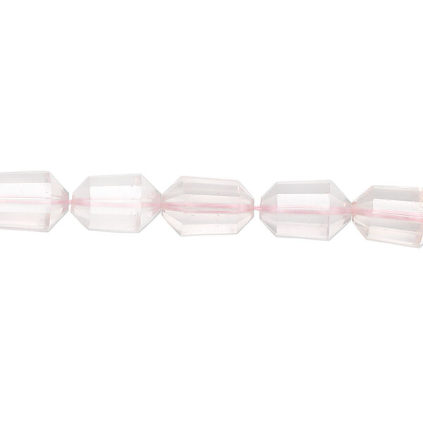 Rose quartz 1pkg5, hand-cut faceted capsule bead natural 9x6mm image number 0