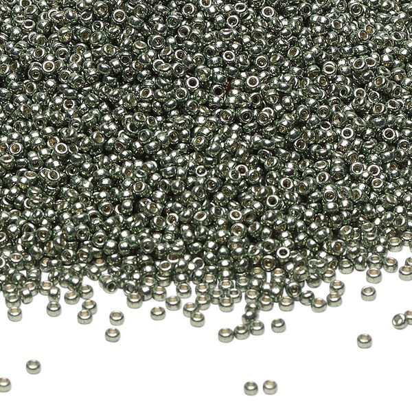 Seed bead, Miyuki, glass, pkg/250g, #15 rocaille, Duracoat® opaque galvanized sea green, (RR-4215). image number 0