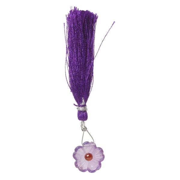 Amethyst / garnet 1pkg1, top-drilled hand-cut 1sided carved flower bead natural, 16mm image number 2