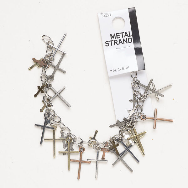 Brass / steel 1pkg30, cross drop assortment mixed finishes 13x7mm / 22x14mm image number 0