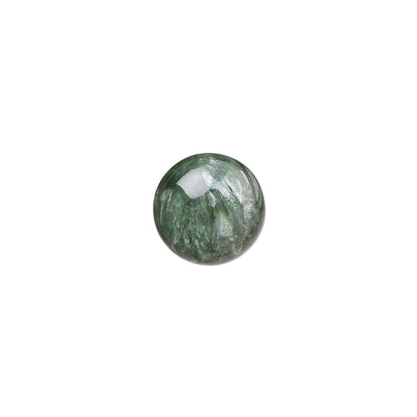 Cabochon, seraphinite (natural), 12mm calibrated round, B grade, Mohs hardness 2 to 2-1/2. Sold individually. image number 0