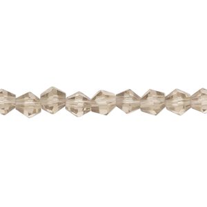 Bead, glass, translucent smoky grey, 6x5mm faceted bicone. Sold per 7-inch strand, approximately 30 beads.