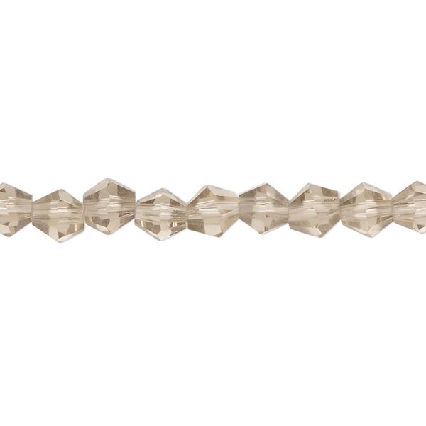 Bead, glass, translucent smoky grey, 6x5mm faceted bicone. Sold per 7-inch strand, approximately 30 beads. image number 0