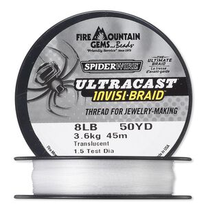 Thread, Spiderwire®, translucent, 0.18mm ultra-cast invisi-braid, 8-pound test. Sold per 50-yard spool.