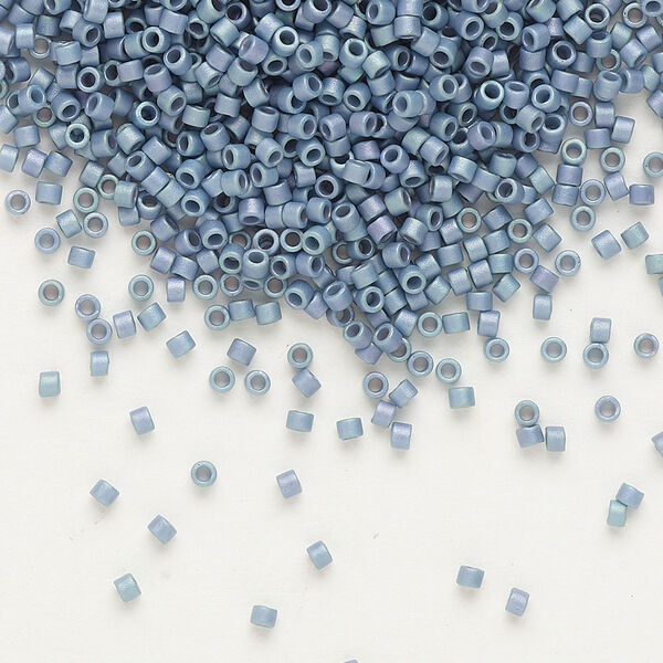 Seed bead, Delica®, glass, pkg/50g, #11 round, opaque matte rainbow steel blue (DB-0376). image number 0