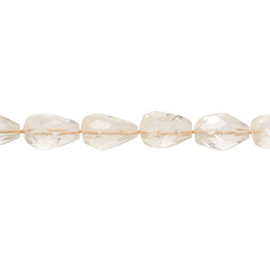 Citrine 1pkg1, hand-cut faceted teardrop bead, pale 13 inch 7x5mm-11x6mm