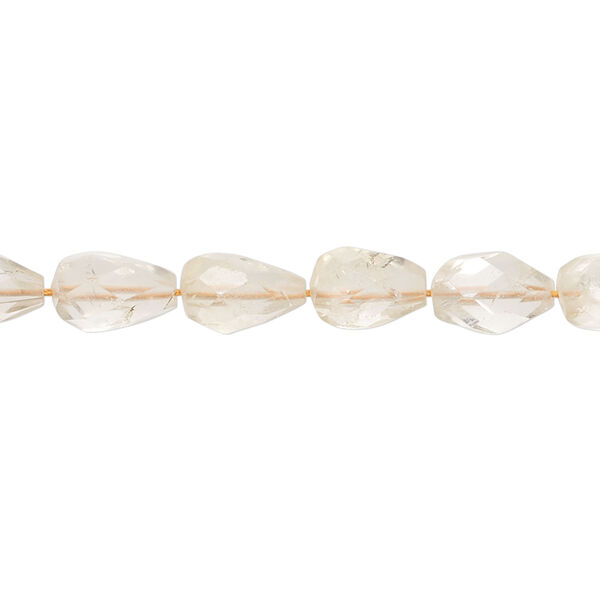 Citrine 1pkg1, hand-cut faceted teardrop bead, pale 13 inch 7x5mm-11x6mm image number 0