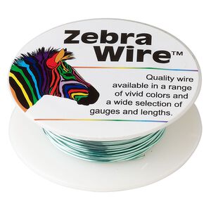 Wire, Zebra Wire™, color-coated copper, aqua blue, round, 22 gauge. Sold per 15-yard spool.