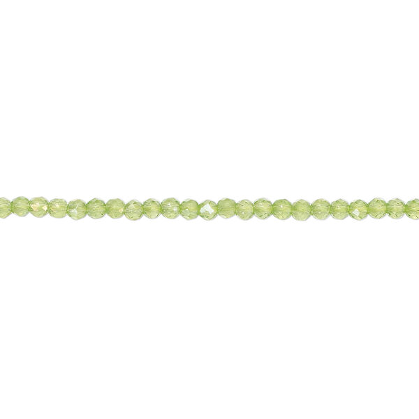 Glass 1pkg1, faceted round bead 14 inch transparent light green AB 2mm image number 0
