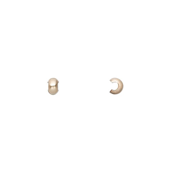 Crimp cover, 12Kt gold-filled, 3mm. Sold per pkg of 10. image number 0