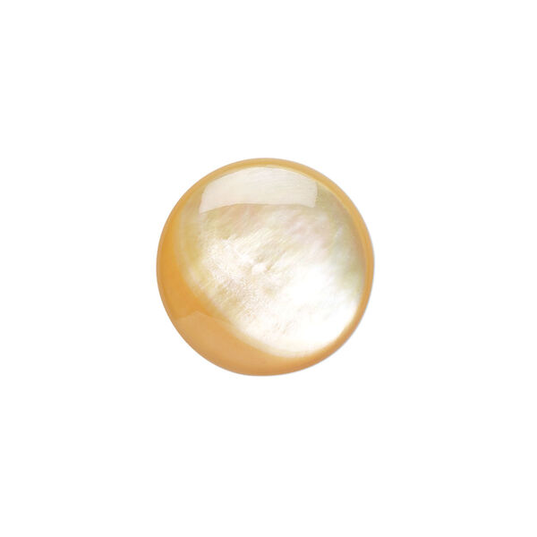 Cabochon, gold lip shell (natural), 18mm calibrated round, Mohs hardness 3-1/2. Sold per pkg of 2. image number 0