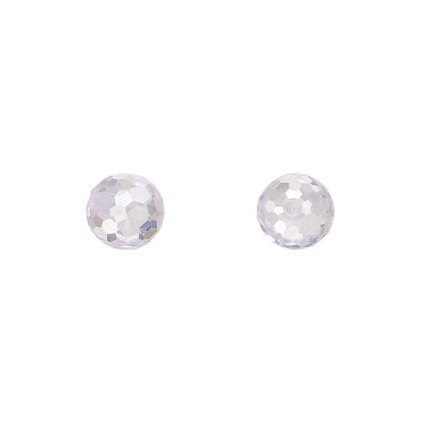 Bead, cubic zirconia, clear, 8mm half-drilled faceted round. Sold per pkg of 2. image number 0