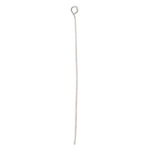 Eye pin, antique silver-plated brass, 2 inches, 24 gauge. Sold per pkg of 100.