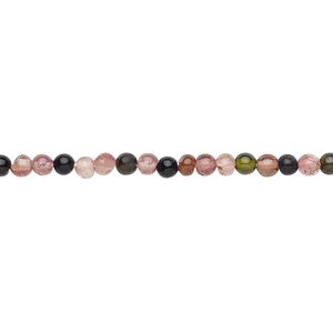 Multi-tourmaline 1pkg1, hand-cut round bead natural 12 inch 3-4mm