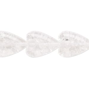 Bead, Czech crackle glass, translucent clear, 17x13mm heart. Sold per 15-1/2" to 16" strand, approximately 20 beads.