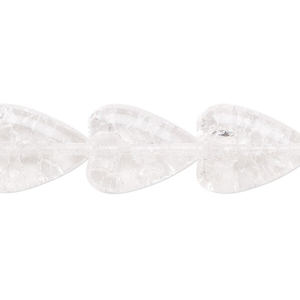 Bead, Czech crackle glass, translucent clear, 17x13mm heart. Sold per 15-1/2" to 16" strand, approximately 20 beads. image number 0