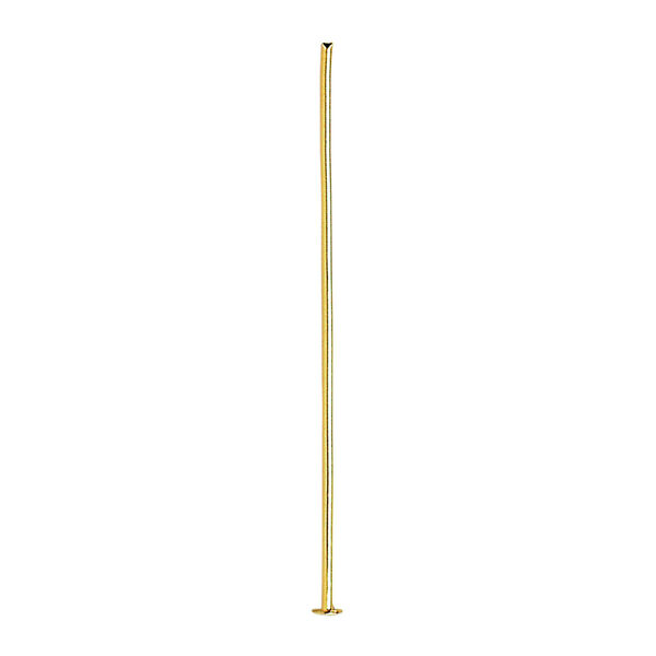 Head pin, gold-plated brass, 1-1/2 inches, 21 gauge. Sold per pkg of 100. image number 0