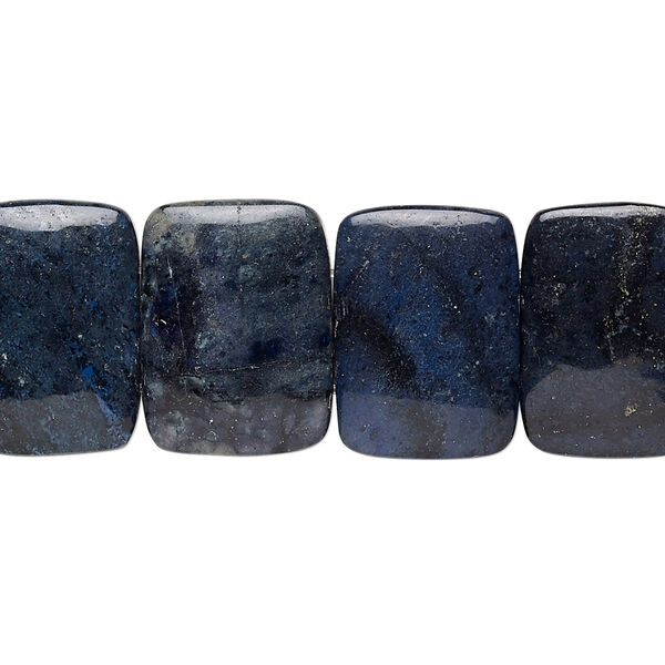 Bead, dumortierite (natural), 18x13mm 2-strand rounded flat rectangle, B grade, Mohs hardness 7. Sold per 8-inch strand, approximately 15 beads. image number 0