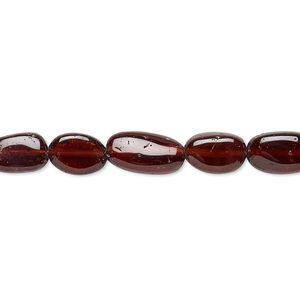 Garnet 1pkg1, hand-cut puffed oval bead 14 inch 7x6mm-12x7mm