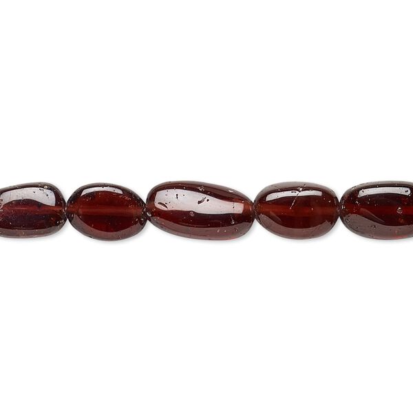 Garnet 1pkg1, hand-cut puffed oval bead 14 inch 7x6mm-12x7mm image number 0