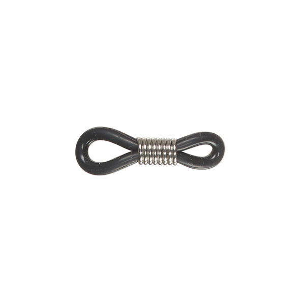 Eyeglass holder, silicone and stainless steel, black, 21x6mm-23x7mm adjustable coil. Sold per pkg of 10. image number 0