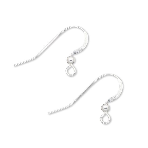Ear wire, sterling silver-filled, 16mm flat fishhook with 2.5mm ball and open loop, 23 gauge. Sold per pkg of 100 pairs. image number 0