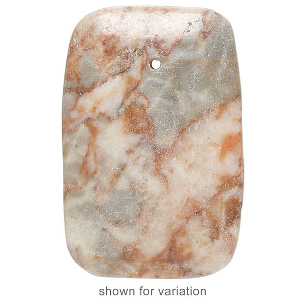 Redline marble 1pkg1, top-drilled domed rectangle flatback focal, 45x30mm-46x31mm image number 2
