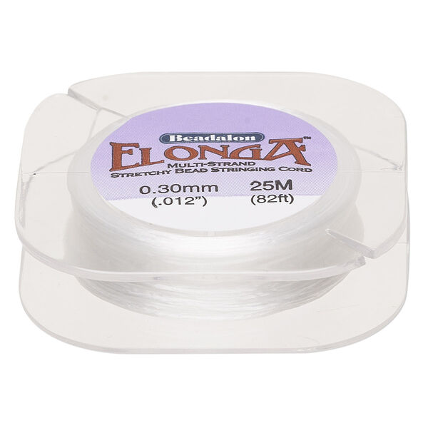 Cord, Beadalon® Elonga™, elastic, white, 0.3mm, 3-pound test. Sold per 25-meter spool. image number 0