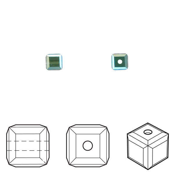 Bead 12pk Montana AB, Crystal Passions® 4mm cube 5601 image number 0