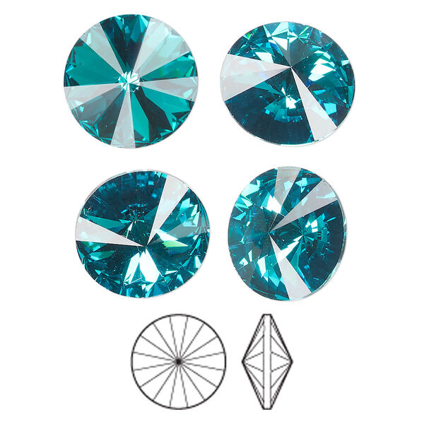 Chaton 144pk blue zircon foil back, Preciosa MAXIMA Czech crystal rhinestone 14mm rivoli image number 0
