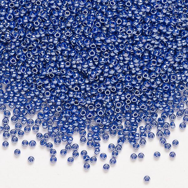 Seed bead, Miyuki, glass, pkg/35g, #15 rocaille, opaque luster cobalt blue (RR-434). image number 0