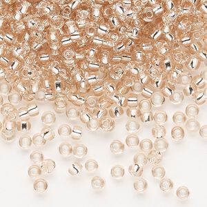 Seed bead, Dyna-Mites™, glass, pkg/1/2kg, silver-lined translucent pink, #8 round.