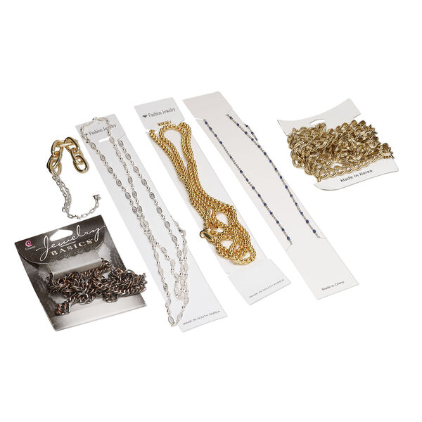 Mystery Grab Bag, jewelry-making chain 1pkg1 mixed finishes and metals, 0.4-3.5mm mixed shapes / lengths. image number 1