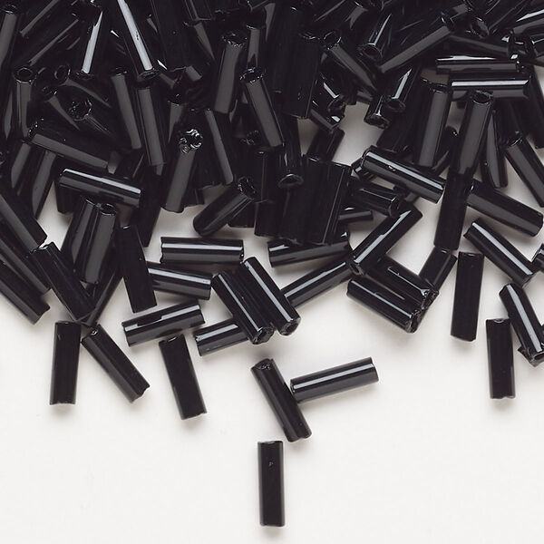 Bead, Preciosa Ornela Czech glass, bugle bead, pkg/50g, #3, opaque black, (23980). image number 0