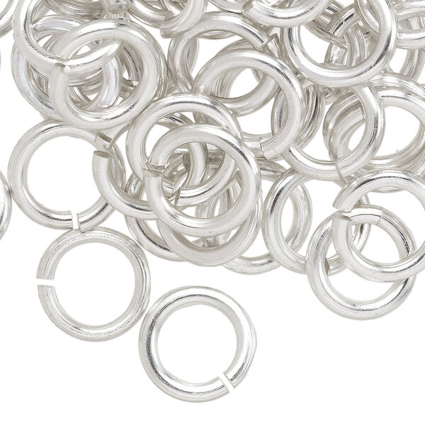 Jump ring, anodized aluminum, silver, 12mm round, 7.9mm inside diameter, 12 gauge. Sold per pkg of 100. image number 0