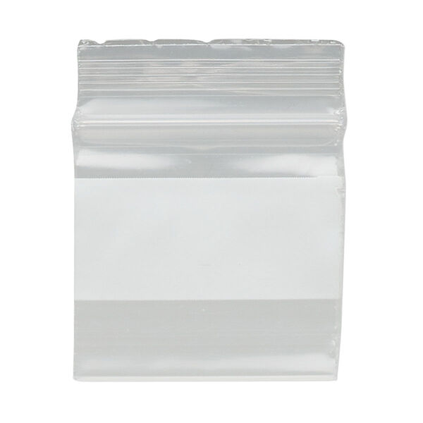 Bag, Tite-Lip™, plastic, clear and white, 1x1-inch top zip with block. Sold per pkg of 100. image number 1