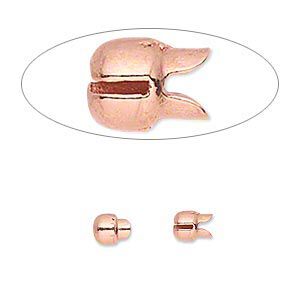 Crimp, Bulldog Crimp™, copper-plated "pewter" (zinc-based alloy), 6x5mm. Sold per pkg of 10.