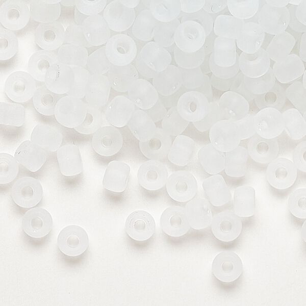 Seed bead, Miyuki, glass, pkg/250g, #6 rocaille, translucent matte crystal clear, (RR-131F). image number 0