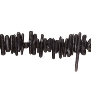 Bead, coral (dyed), black, 7x1mm-18x3mm cupolini, Mohs hardness 3-1/2 to 4. Sold per 15-1/2" to 16" strand.