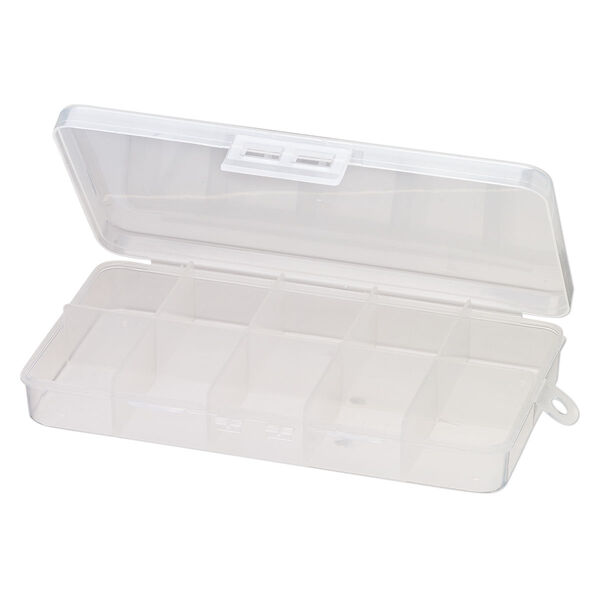 Organizer box, plastic, clear, 10-cells, 7x3-3/4 x1 inch. Sold per pkg of 2. image number 1