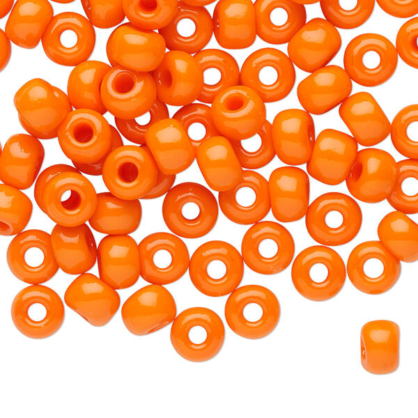 Seed bead, Preciosa Ornela Czech glass, pkg/50g, #2 rocaille, opaque dark orange, (93140). image number 0
