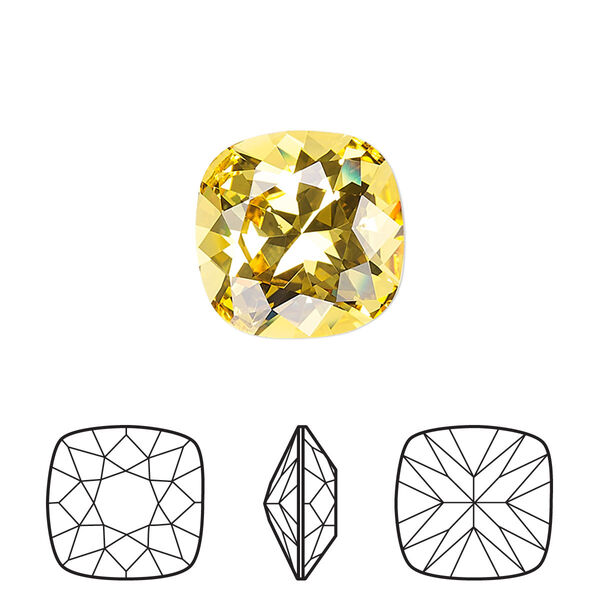 Fancy stone 6pk light topaz foil back, Crystal Passions® 12mm cushion 4470 image number 0