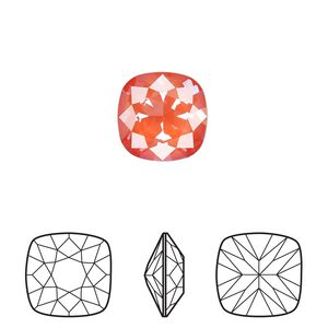 Fancy stone 72pk crystal orange ignite, Swarovski® 12mm cushion 4470