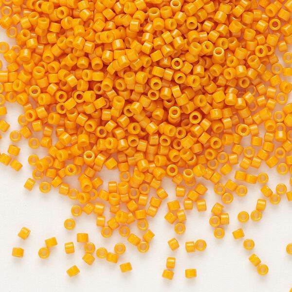 Seed bead, Delica®, glass, pkg/50g, #11 round, Duracoat® opaque outside dyed mango (DB-2104). image number 0