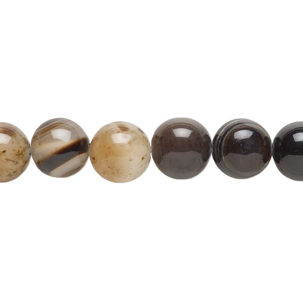 Bead, black agate (dyed), 8-10mm round, C grade, Mohs hardness 6-1/2 to 7. Sold per 15-inch strand. image number 0